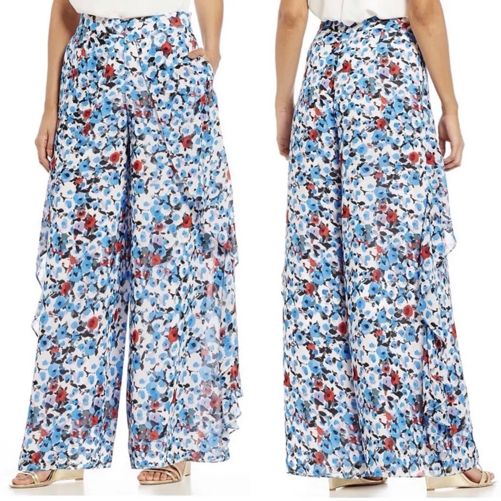 Badgley Mischka Floral High Waist Wide Leg palazo Pants Size 4